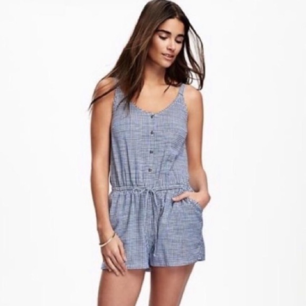 Old Navy Women’s Blue Spaghetti Strap Shorts Romper - Medium